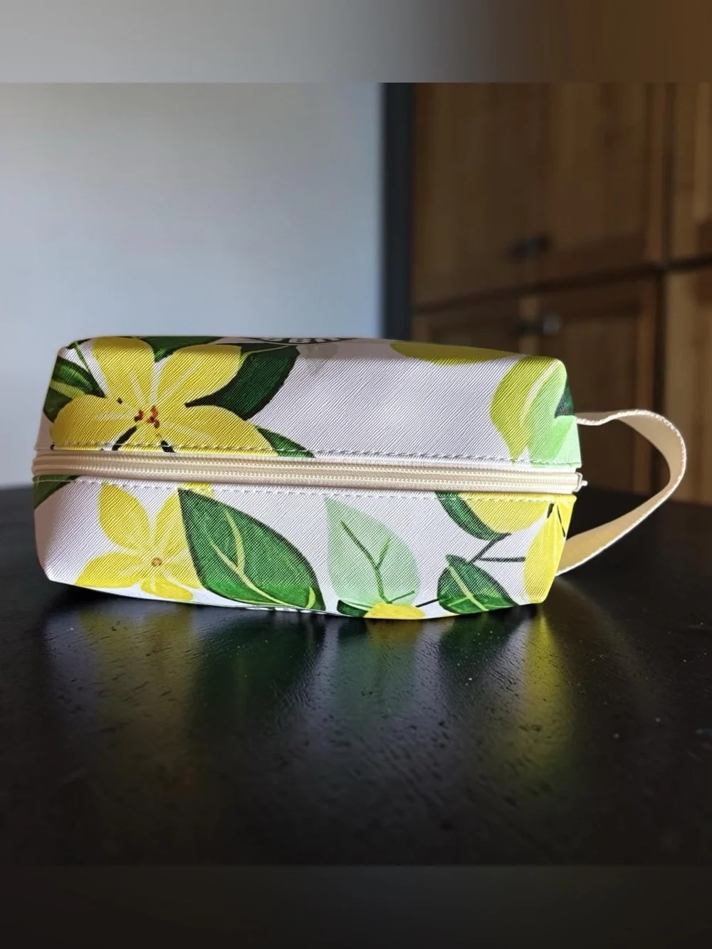 Starbucks Themed Green Floral Cosmetic Bag